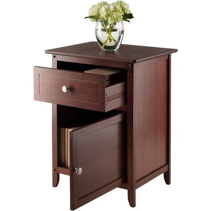 Wood Eugene Accent Table, Walnut Night Stand  Furniture Bedroom  Nightstand