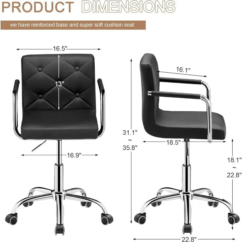 Rolling Work Chair for Home Office Desk Adjustable Height with Wheels for Study/Task 360°Swivel Mid Back Office Chair