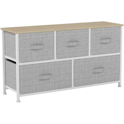 5 Drawer Dresser - Fabric Storage Tower, Organizer Unit for Bedroom, Living Room,Hallway, Closets & Nursery - Sturdy Steel Frame