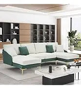 Sectional Sofa Couch,4 Seat Set for Living Room,Convertible L-Shaped Velvet Couch Set with Chaise Lounge,114 inche