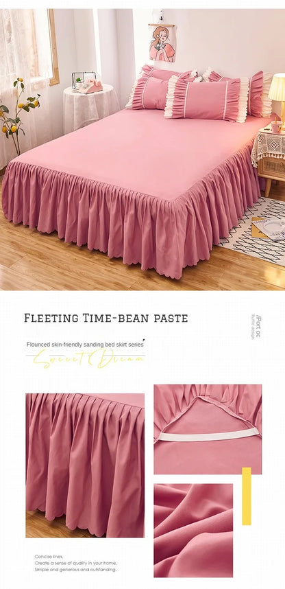 Europe Bed Linen Smooth Twin Full Queen King Size Bed Sheet Home Decor 1PC Bed Skirts Princess Style Bedspread Cover with Skirt