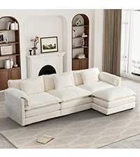 Sectional Sofa Couch,4 Seat Set for Living Room,Convertible L-Shaped Velvet Couch Set with Chaise Lounge,114 inche