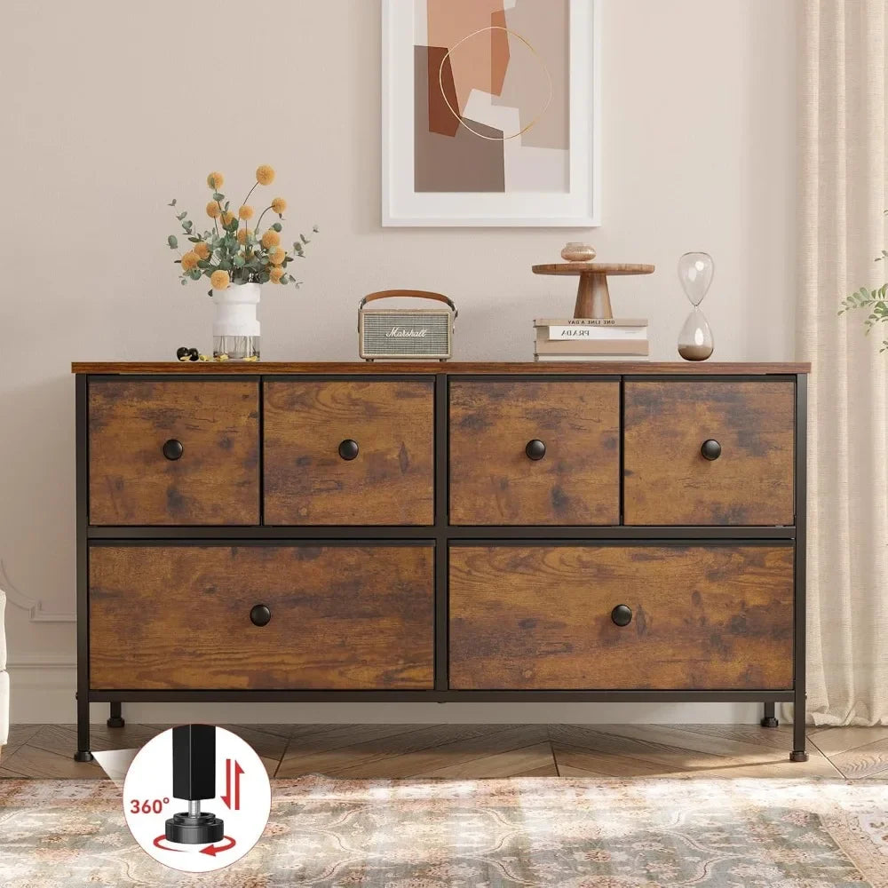 Dresser for Bedroom with 6 Drawer Dresser TV Stand Dresser & Chests of Drawers Cute Dressers for Closet,Living Room,