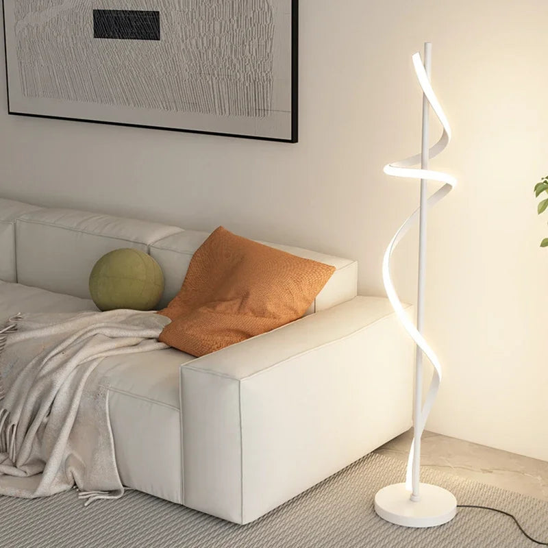 Modern LED Floor Lamp Luxury Line Design Light Bedroom Bedside Living Study Simple Revolve Milieu Indoor Home Decorative Fixture