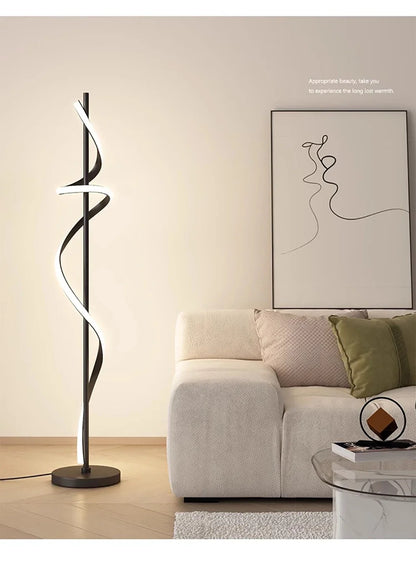 Modern LED Floor Lamp Luxury Line Design Light Bedroom Bedside Living Study Simple Revolve Milieu Indoor Home Decorative Fixture