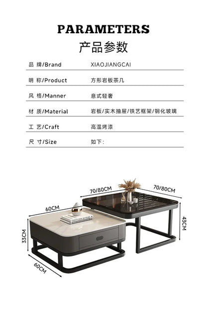 Square Clear Coffee Tables Storage Designer Marble Minimalist White Nordic Dining Tables Modern Hotel Mesa Furniture For Home