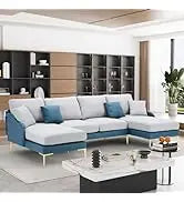 Sectional Sofa Couch,4 Seat Set for Living Room,Convertible L-Shaped Velvet Couch Set with Chaise Lounge,114 inche