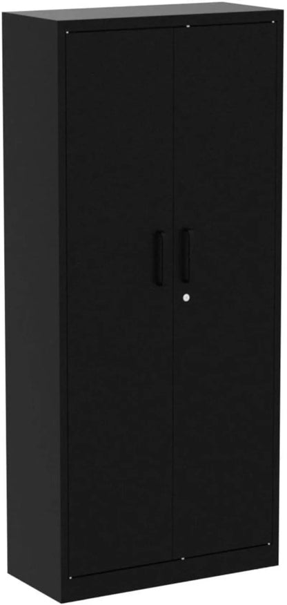 Metal Storage Cabinet with Lock-Garage Storage Cabinet with Locking Doors and  Adjustable Shelves,Black Steel Lockable File