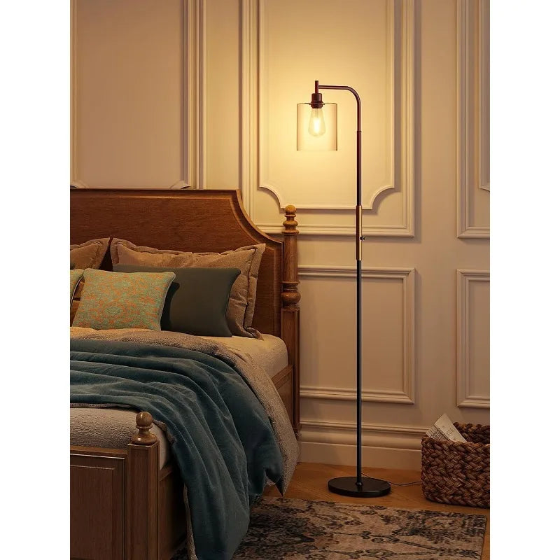 Floor Lamps for Living Room Bright Lighting with Seeded Glass lampshade, Modern Bright Floor Lamp with LED Bulbs