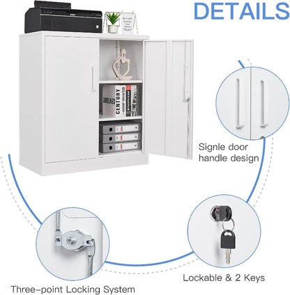 Metal Storage Cabinet with Lock-Garage Storage Cabinet with Locking Doors and  Adjustable Shelves,Black Steel Lockable File