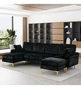 Sectional Sofa Couch,4 Seat Set for Living Room,Convertible L-Shaped Velvet Couch Set with Chaise Lounge,114 inche