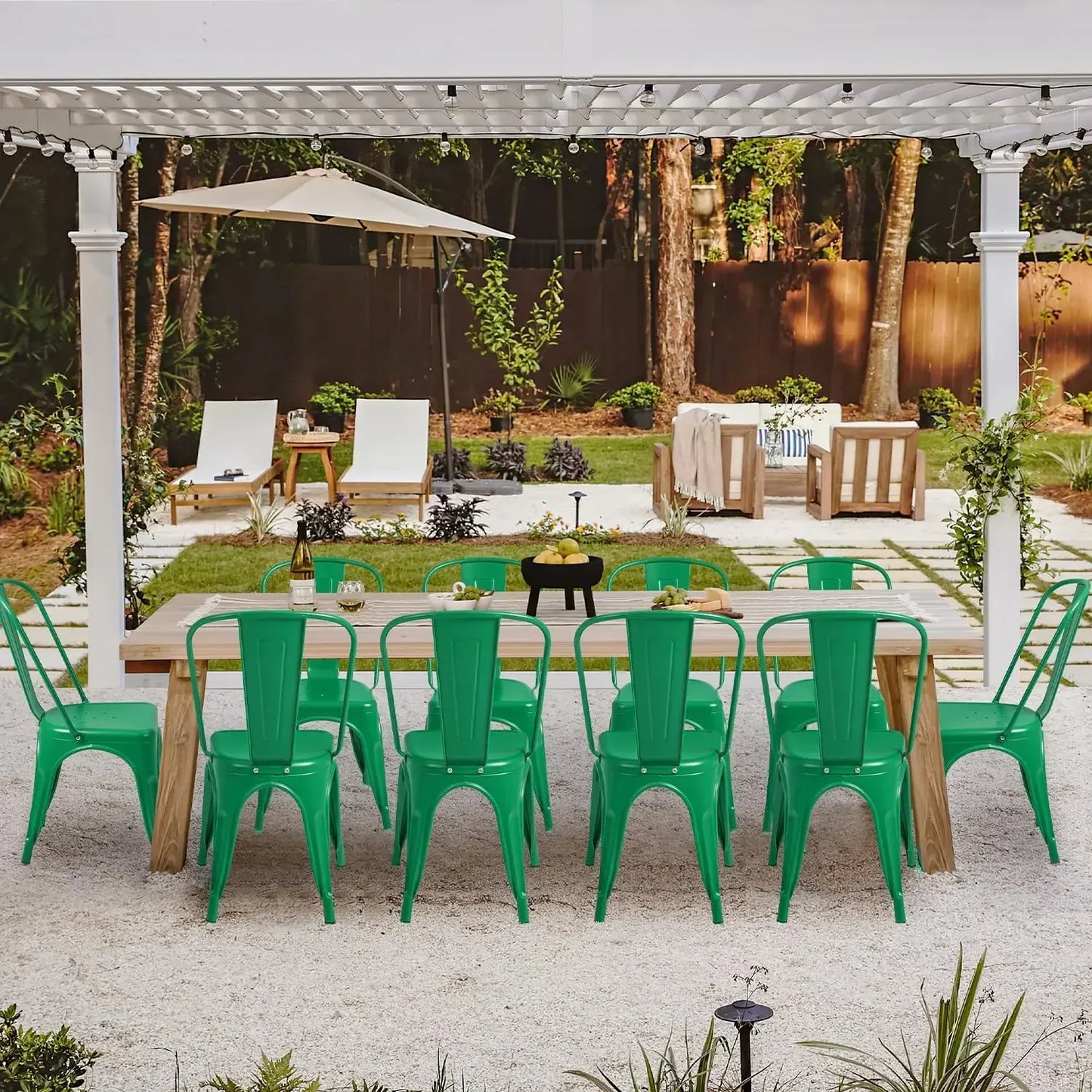 Indoor-Outdoor Use Stackable Chic Dining Bistro Cafe Side Metal Chairs Set of 4 Dining ChairLMYX