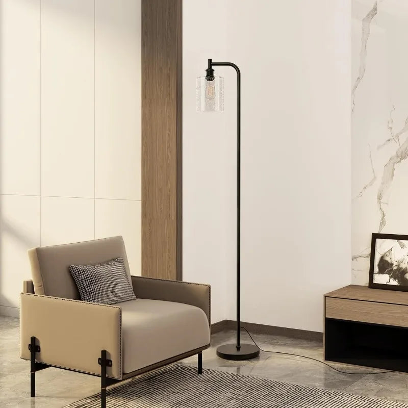 Floor Lamps for Living Room Bright Lighting with Seeded Glass lampshade, Modern Bright Floor Lamp with LED Bulbs