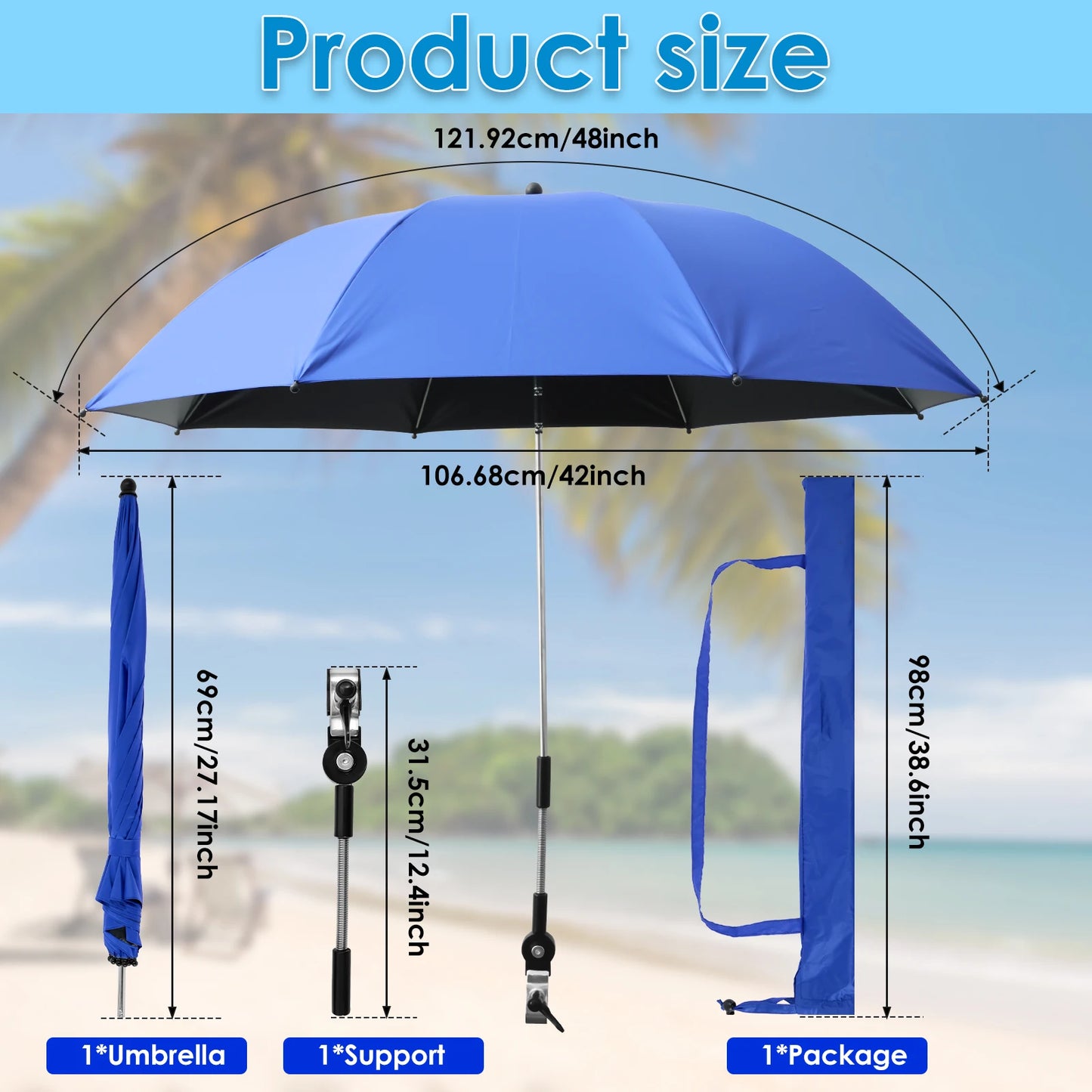 Outdoor Beach Sun Shade Umbrella Anti-Uv Umbrella Camping Beach Chair Parasol Rain Gear Sun Protection Umbrella With Clip