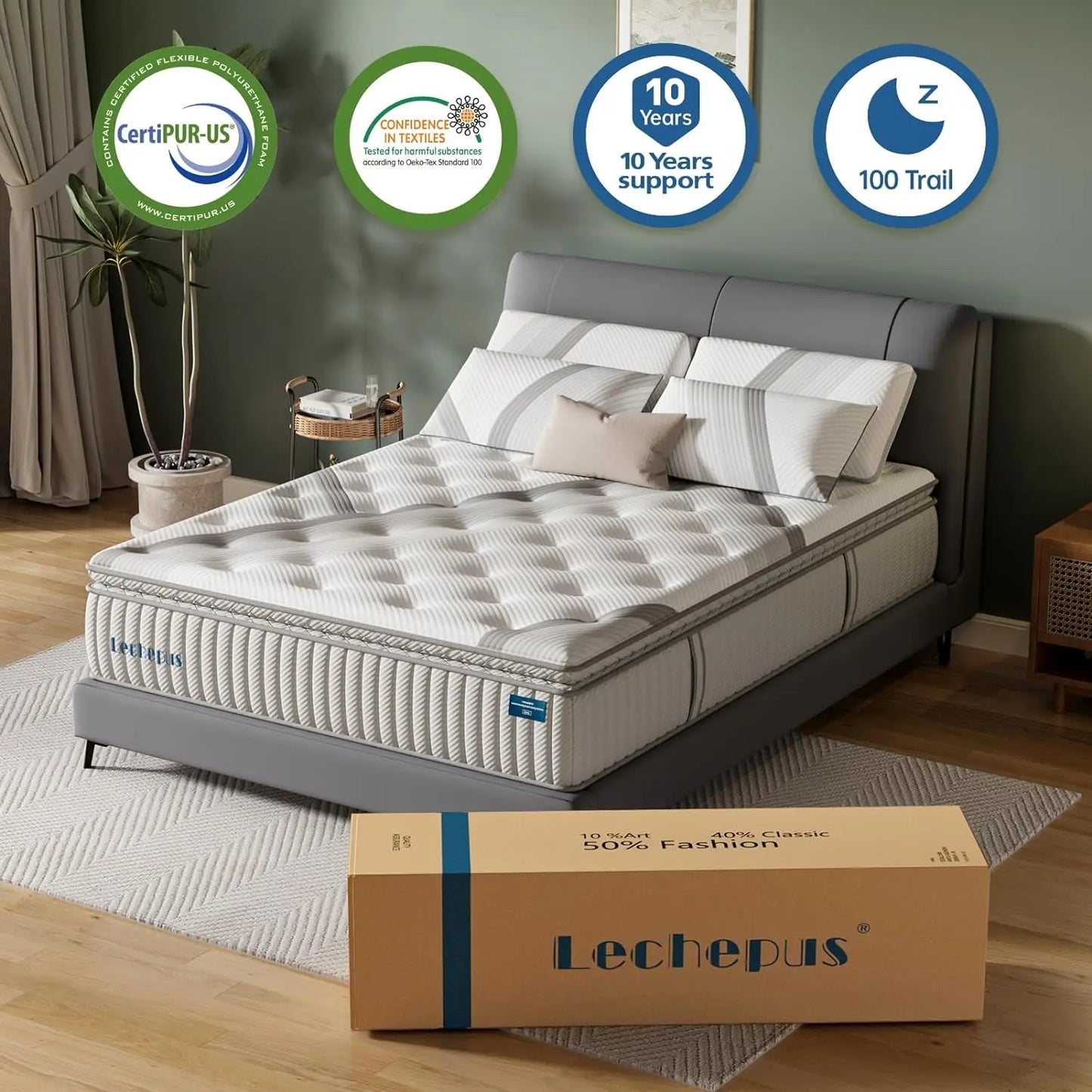 Queen Mattress,14Inch Memory Foam Hybrid Mattress with Pocket Spring, Mattress in Box, Motion Isolation, Medium Plush Mattress