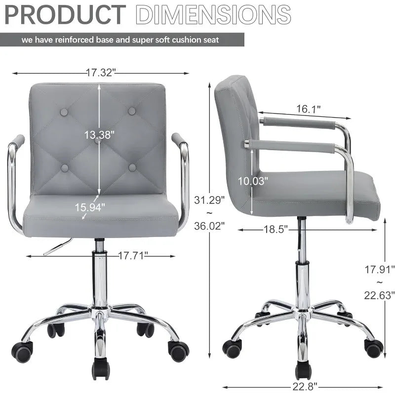 Rolling Work Chair for Home Office Desk Adjustable Height with Wheels for Study/Task 360°Swivel Mid Back Office Chair