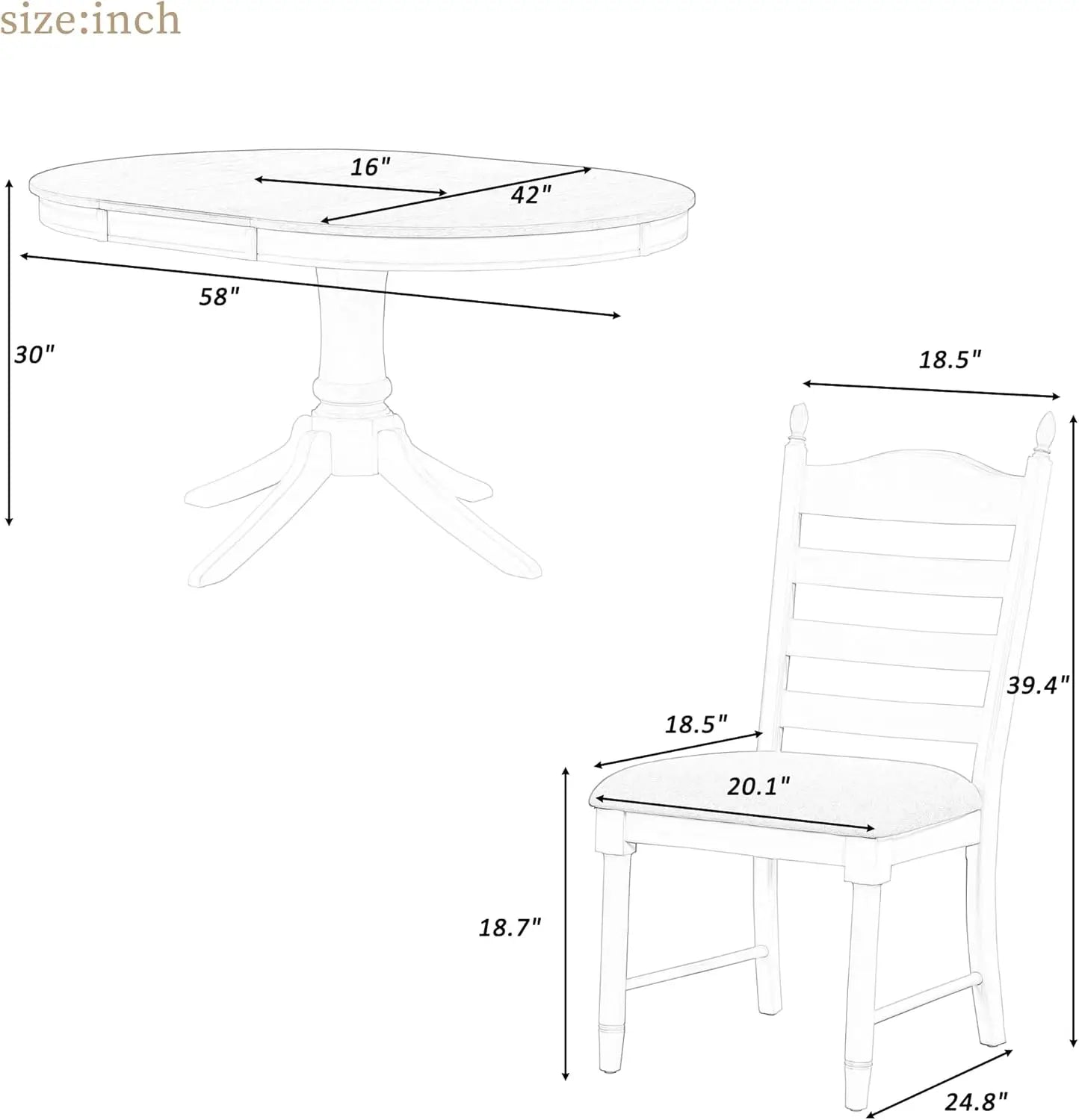 5-Piece Round Dining Table Set, Extendable Table with 4 Upholstered Chairs, Dining Room Table Sets, Kitchen Tables sets