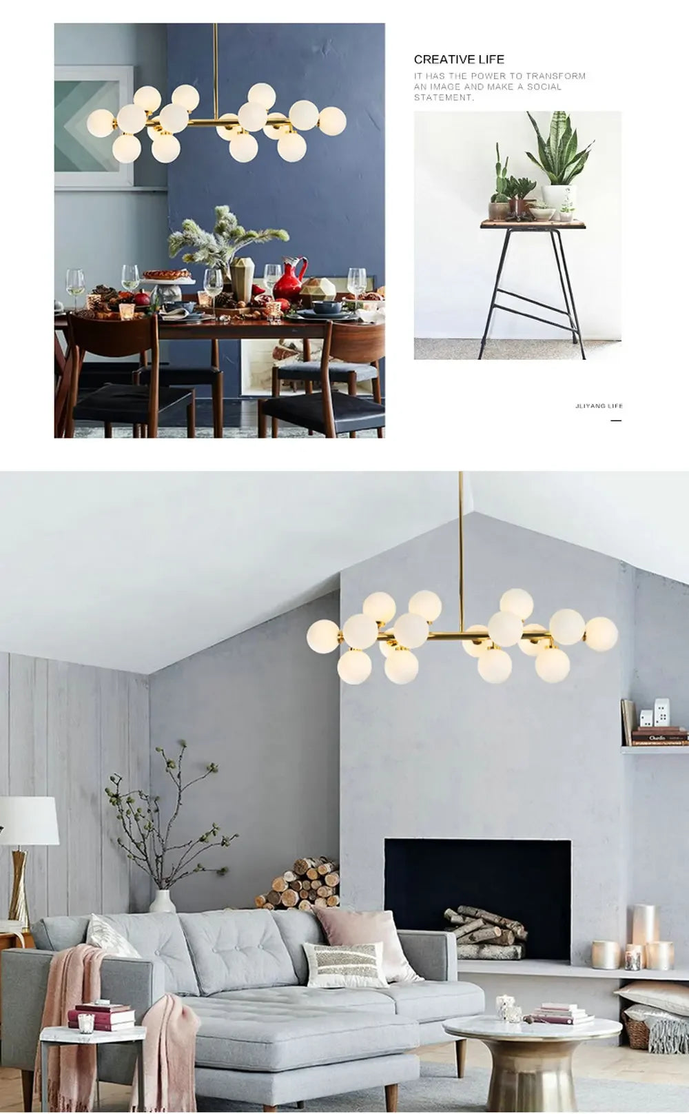 Nordic Modern Pendant Lamp Luxury Home Decor Lighting Fixtures Glass Round Lampshade Chandelier for Restaurant Villa