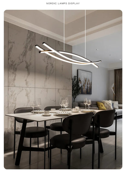 Dining table room chandelier modern simple Nordic light luxury long bar hanging lamp fashion home decor indoor pendant lighting