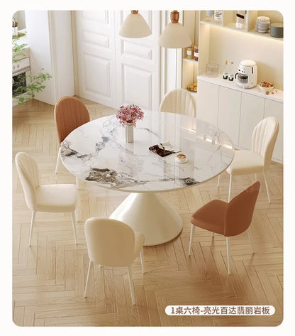 Modern 6 Chairs Dining Table Conference Full Integral Luxurious Dinning Tables Chairs White Mesas De Comedor Kitchen Furniture