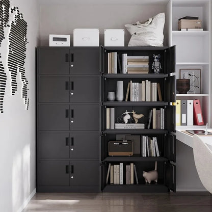 Metal Storage Cabinet with Lock-Garage Storage Cabinet with Locking Doors and  Adjustable Shelves,Black Steel Lockable File