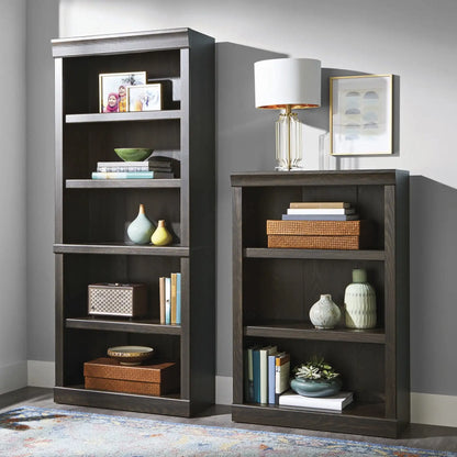 5 shelves of bookcases, study bookshelves with rustic grey finish