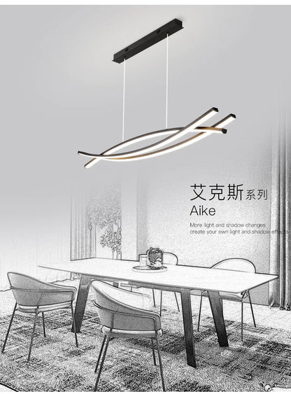 Dining table room chandelier modern simple Nordic light luxury long bar hanging lamp fashion home decor indoor pendant lighting