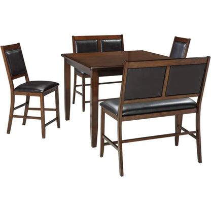 Counter Height Dining Set, Includes Table & 4 Barstools, Brown,Contemporary 5 Piece Dining Sets