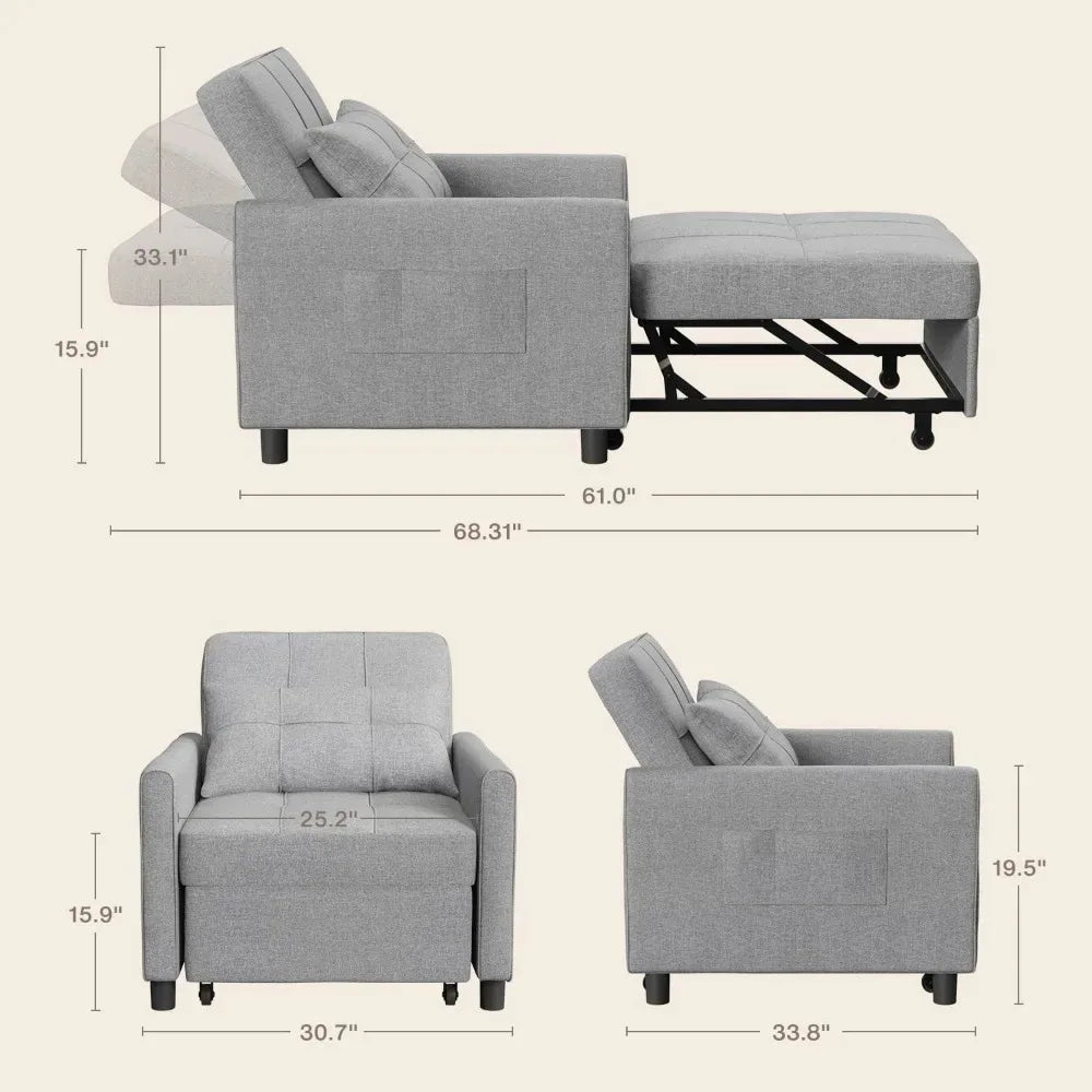 Living Room Recliners, 3-in-1 Single Sofa Bed Chair Bed, Pull Out Sleeper Sofa for Apartment,Livings Rooms Sofa Recliners