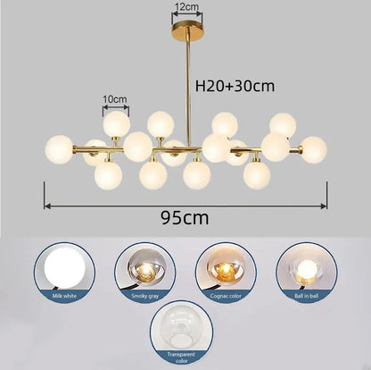 Nordic Modern Pendant Lamp Luxury Home Decor Lighting Fixtures Glass Round Lampshade Chandelier for Restaurant Villa