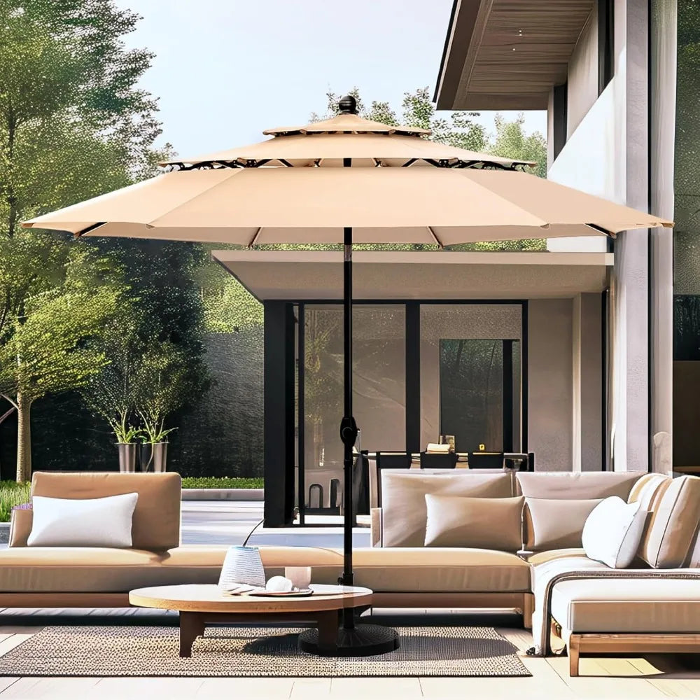 Umbrellas, Outdoor  Vented Large Market Table Umbrella with 8 Sturdy Ribs  Pole for Lawn Poolside Garden Terrace