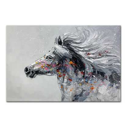 Arthyx Handpainted Horse Animal Oil Paintings On Canvas Handmade Abstract Wall Picture,Modern Pop Art For Living Room,Home Decor