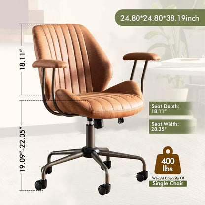 High Back Office Chair,Modern Swivel Office Chair,Brown Suede Fabric Gaming Chair,Height Adjustable Home Office Desk Chair