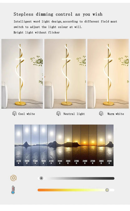 Modern LED Floor Lamp Luxury Line Design Light Bedroom Bedside Living Study Simple Revolve Milieu Indoor Home Decorative Fixture