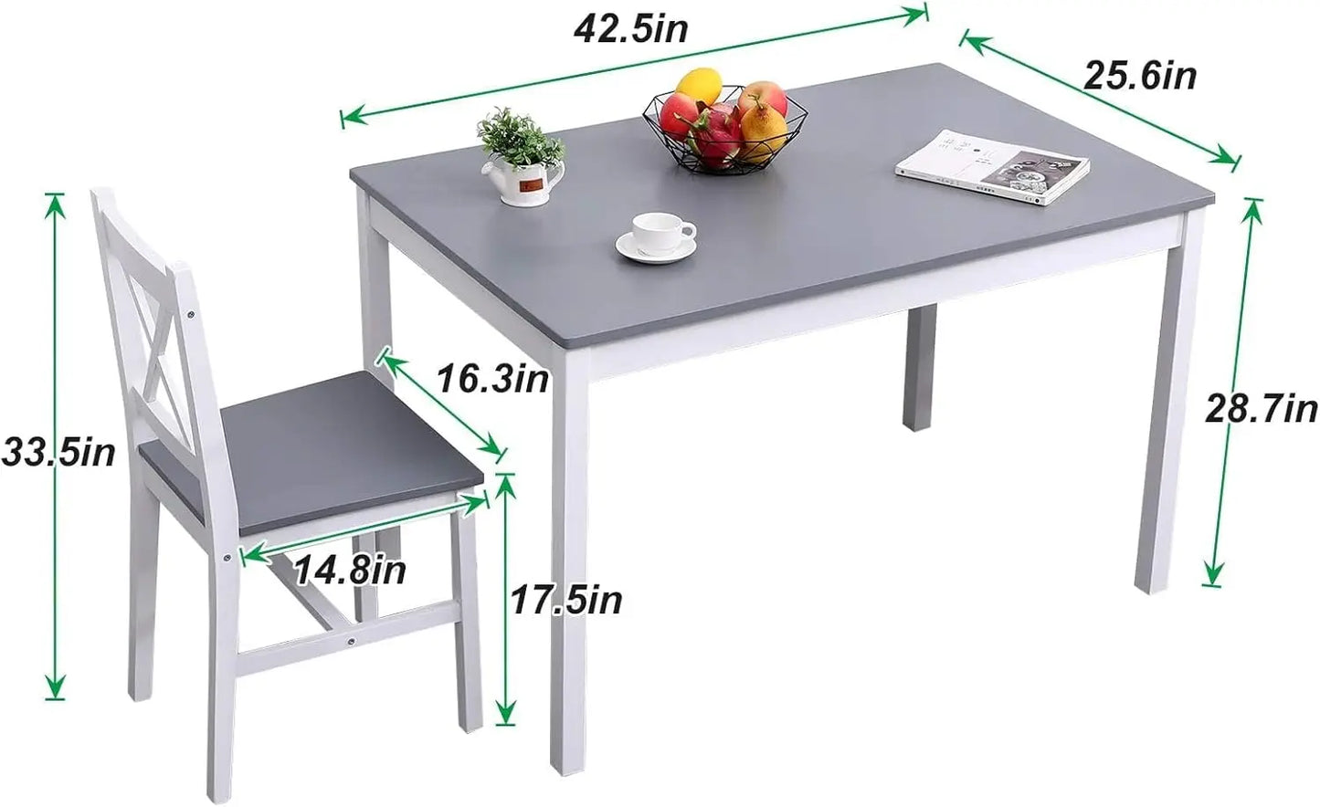 Dining Table Set for 4, 5-Piece Wood Kitchen Dining Table Set with 4 Chairs for Kitchen Dining Room Restaurant Small Space