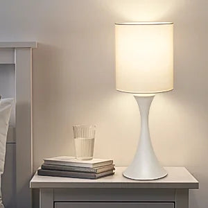 Modern Table Lamps, 3 Way Touch Control Table Lamp, Dimmable Desk Lamp, White Nightstand Lamp with Fabric Shade