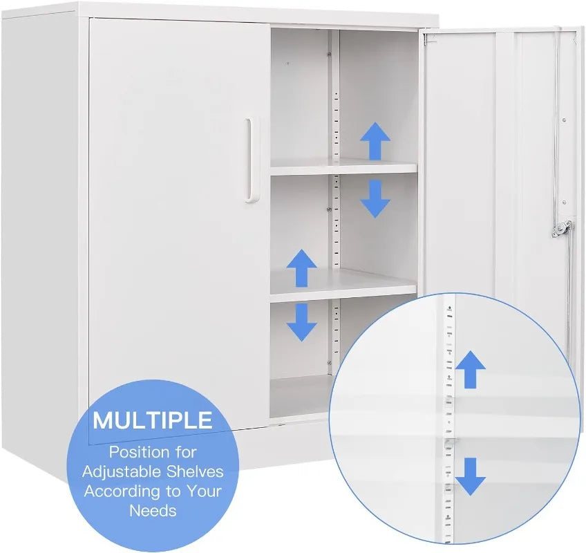 Metal Storage Cabinet with Lock-Garage Storage Cabinet with Locking Doors and  Adjustable Shelves,Black Steel Lockable File