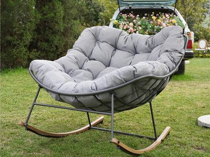 Rocking Chair Outdoor & Indoor,Rocking Chair w/Cushion, Metal Outdoor Rocker Recliner Chair for Patio,Porch,Garden,Backyard,Grey