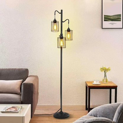 Floor lamp, 69 inch 3-Light Dimmable Farmhouse Floor Lamps for Living Room with 3 Free LED Edison Bulbs