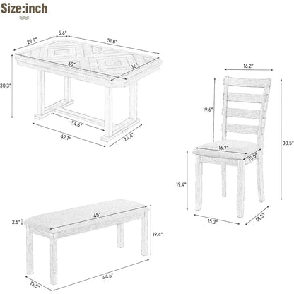 6-Piece Dining Table Set,with 4 Chairs and Bench,for Kitchen, Dining Room,dinning tables sets