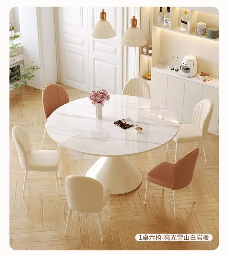 Modern 6 Chairs Dining Table Conference Full Integral Luxurious Dinning Tables Chairs White Mesas De Comedor Kitchen Furniture