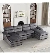 Sectional Sofa Couch,4 Seat Set for Living Room,Convertible L-Shaped Velvet Couch Set with Chaise Lounge,114 inche