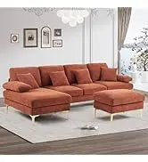 Sectional Sofa Couch,4 Seat Set for Living Room,Convertible L-Shaped Velvet Couch Set with Chaise Lounge,114 inche