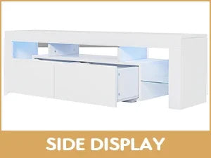 TV Stand with LED Lights, Modern Entertainment Center Media and Open Shelf Console Table Storage Desk, TV Stand