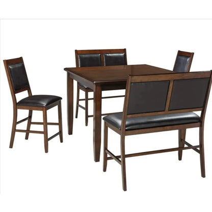 Counter Height Dining Set, Includes Table & 4 Barstools, Brown,Contemporary 5 Piece Dining Sets