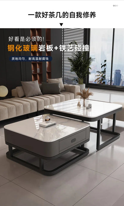 Square Clear Coffee Tables Storage Designer Marble Minimalist White Nordic Dining Tables Modern Hotel Mesa Furniture For Home