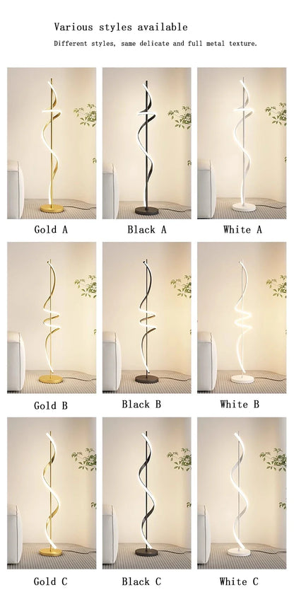 Modern LED Floor Lamp Luxury Line Design Light Bedroom Bedside Living Study Simple Revolve Milieu Indoor Home Decorative Fixture