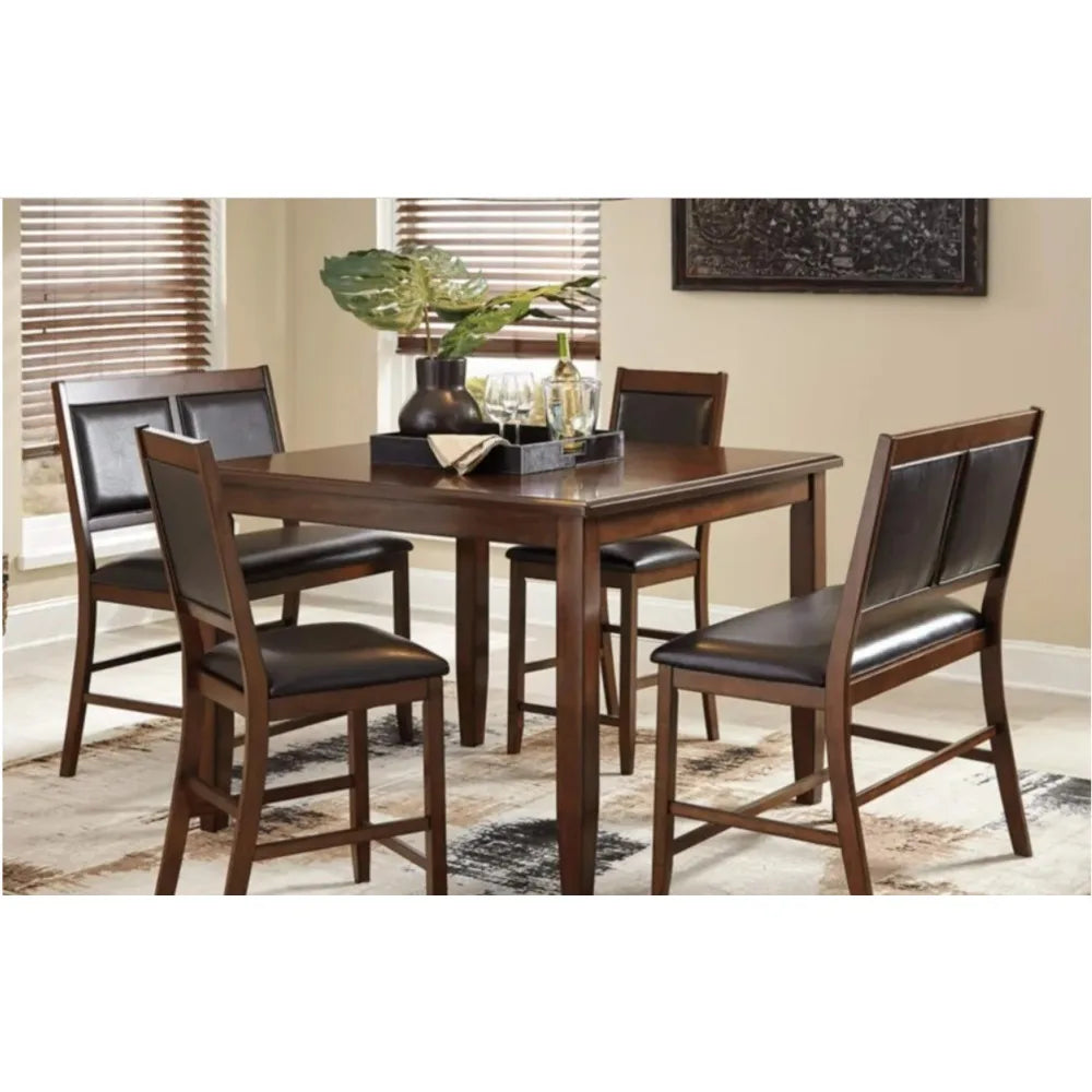 Counter Height Dining Set, Includes Table & 4 Barstools, Brown,Contemporary 5 Piece Dining Sets