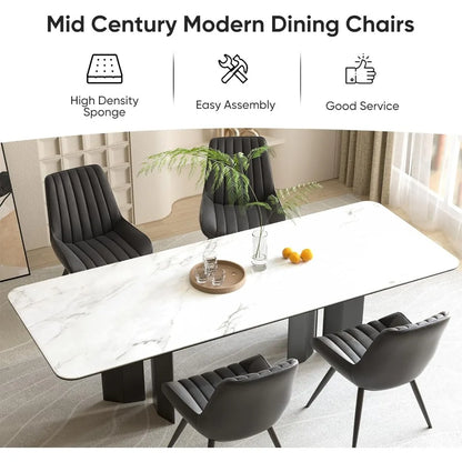 Dining Chairs Set of 4, Comfy Dining Room Chairs with Thick Cushions, Upholstered Fabric Kitchen Side Chairs with Metal Legs,