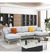 Sectional Sofa Couch,4 Seat Set for Living Room,Convertible L-Shaped Velvet Couch Set with Chaise Lounge,114 inche